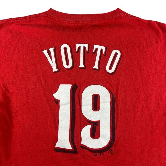 Cincinnati Reds Joey Votto Graphic Shirt Men’s XL Majestic Helmet Jersey Y2K - Picture 4 of 13